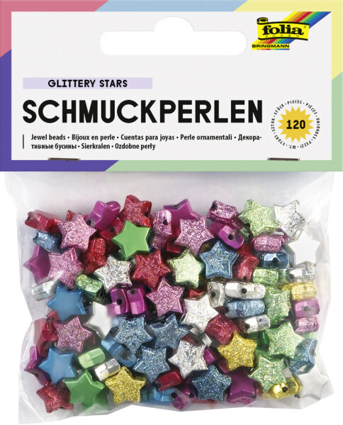 folia Schmuckperlen "Glittery Stars", glatt geprägt