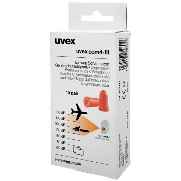 uvex Einweg-Gehörschutzstöpsel com4-fit, orange, Grösse S