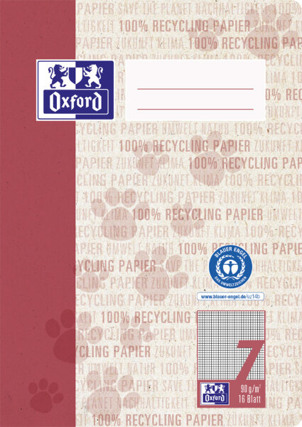 Oxford Schulheft "Recycling", DIN A5, 16 Blatt, Lineatur 7