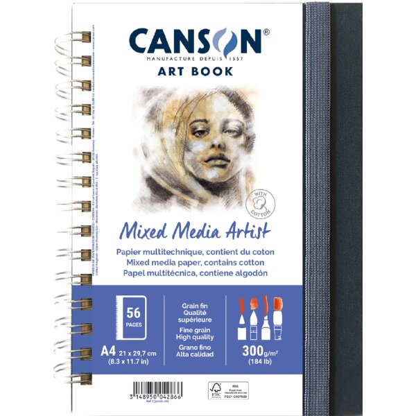CANSON Carnet de croquis ART BOOK Mixed M&eacute;dia Artist, A4