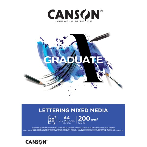 CANSON Studienblock GRADUATE LETTERING MIXED MEDIA, DIN A4