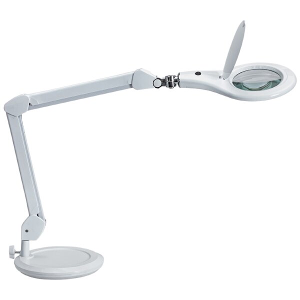 MAUL Lampe loupe à LED MAULmakro, socle, blanc