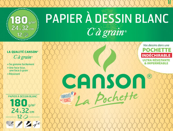 CANSON Zeichenpapier "C" à Grain, 320 x 240 mm, 180 g qm