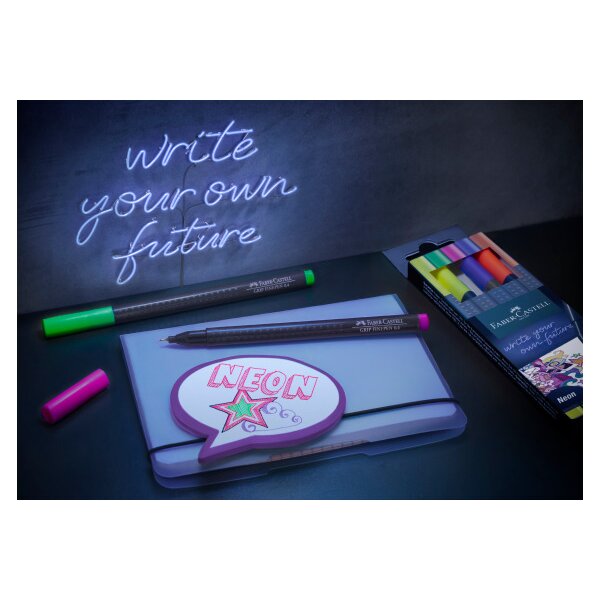 FABER-CASTELL Finepen Grip 0.4mm 151603 5 couleurs, neon