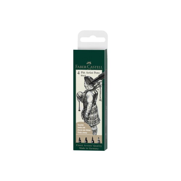 FABER-CASTELL Artist Pen Tuschestift 167153 schwarz 4 Stk.