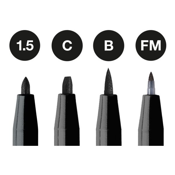 FABER-CASTELL Artist Pen Tuschestift 167153 schwarz 4 Stk.