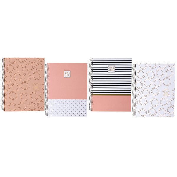 ANCOR Carnet spirale A4 UNIQUE 094916 assort., lines, 90g 80 flls.