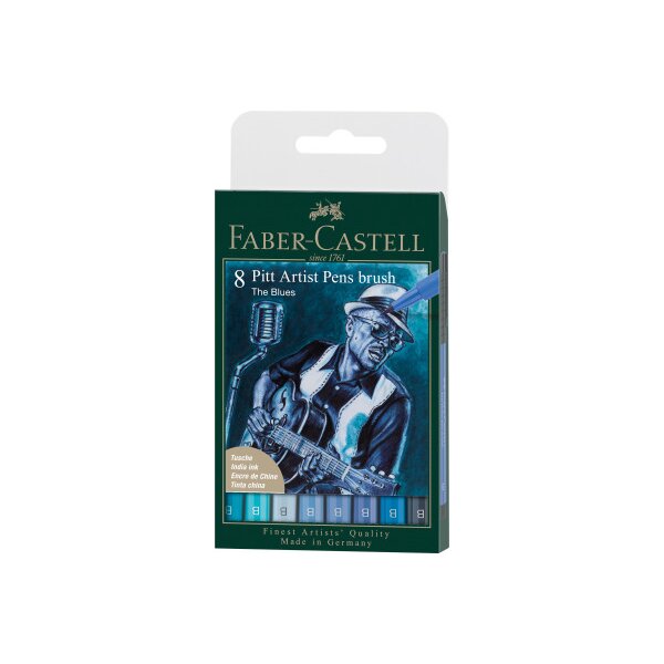 FABER-CASTELL Artist Pen Tuschestift 167173 Blues 8 Stk.