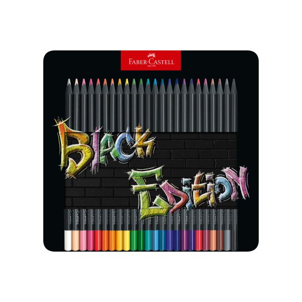 FABER-CASTELL Farbstifte Black Edition 116425 24 Farben, Metalletui