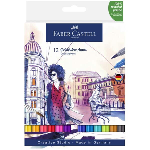 FABER-CASTELL Marqueur aquarelle GOLDFABER, étui de 18