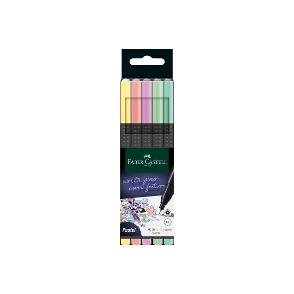 FABER-CASTELL Finepen Grip 0.4mm 151602 5 couleurs, pastel