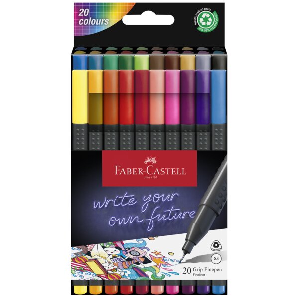 FABER-CASTELL Fineliner GRIP FINEPEN, 20er Kartonetui