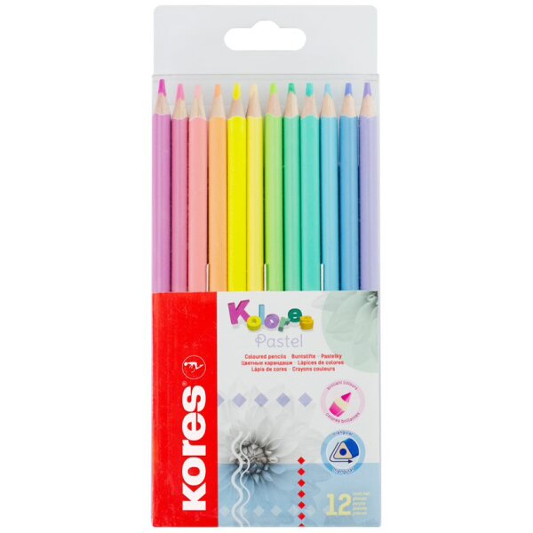 Kores Crayon de couleur Kolores Pastel, étui carton de 12