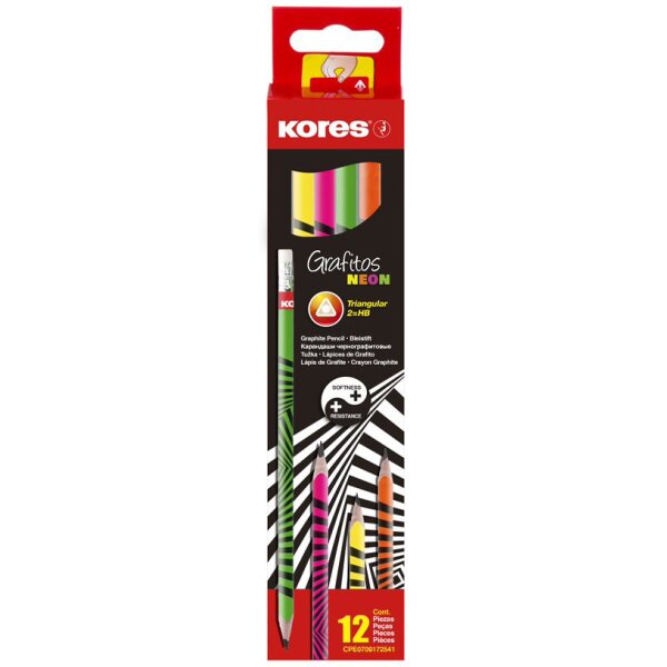 Kores Crayon à papier Grafitos Neon, degré de dureté: HB