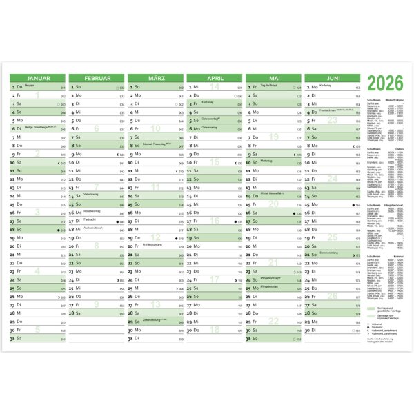 RNK Verlag Tafelkalender 2026, DIN B4 quer, 250 g/qm Karton