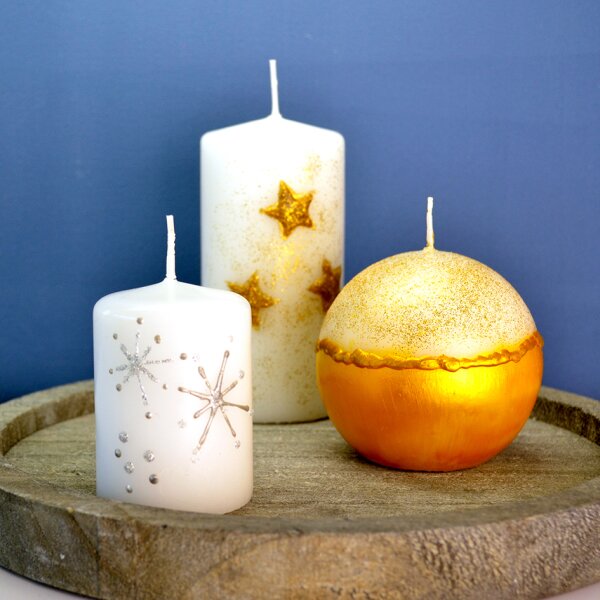 ViVA DECOR Candle Wachs Pen, 28 ml, set de 2, argent