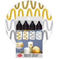 ViVA DECOR Candle Wachs Pen, 28 ml, 4er Set silber gold