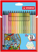 STABILO Fasermaler Pen 68, 18er Kartonetui neue Farben