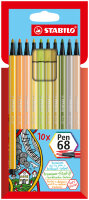 STABILO Fasermaler Pen 68, 10er Kartonetui neue Farben
