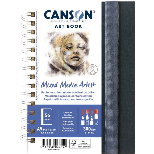 CANSON Carnet de croquis ART BOOK Mixed M&eacute;dia Artist, A5
