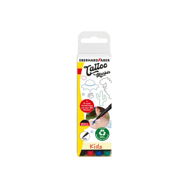 EBERHARD FABER Encres de tatouage 559504 Kids, 4 couleurs