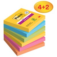 Post-it Bloc-note adhésif Super Sticky Notes, 76x76 mm, 4+2
