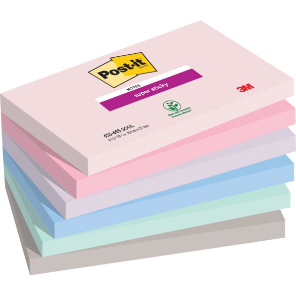 Post-it Bloc-note super sticky notes, 127 x 76 mm, Soulful