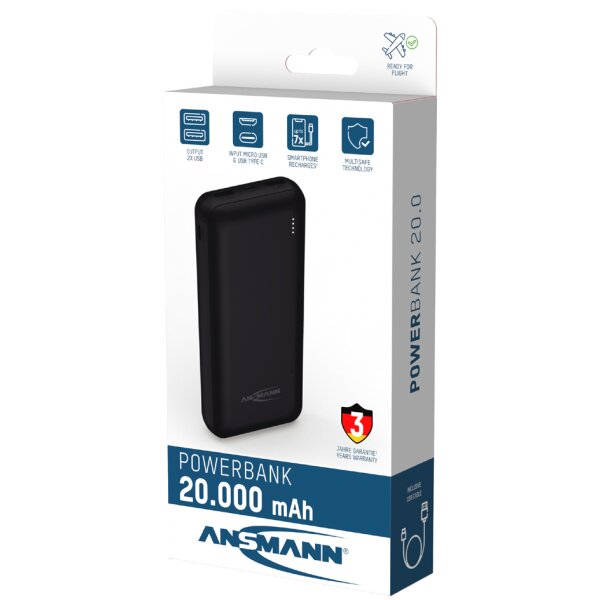 ANSMANN Powerbank PB212, 30.000 mAh, schwarz
