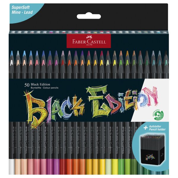 FABER-CASTELL Crayon de couleur Black Edition, étui de 50