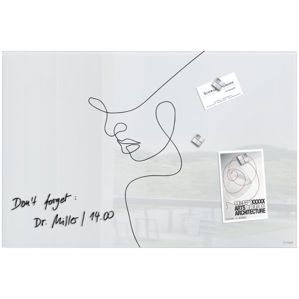 sigel Tableau magnétique en verre artverum Line Art