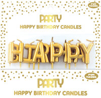 Clairefontaine Set bougies danniversaire Happy Birthday, or