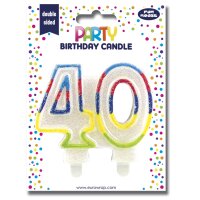 Clairefontaine Zahlenkerze "Glitter", Ziffer: 40