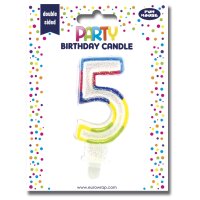 Clairefontaine Zahlenkerze "Glitter", Ziffer: 5