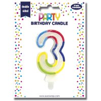 Clairefontaine Zahlenkerze "Glitter", Ziffer: 3