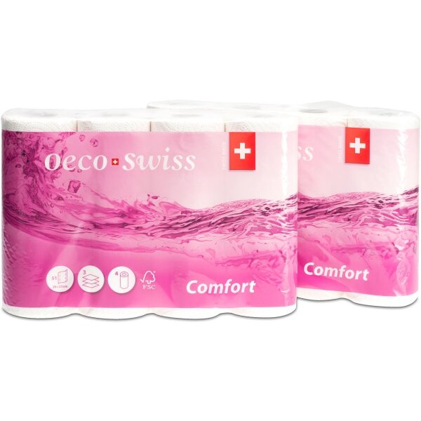 OECO SWISS Papier de cuisinie Comfort 3188510 3 plis, 4 roul., 26x23cm