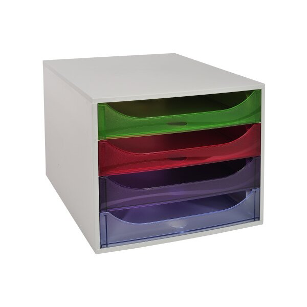EXACOMPTA Schubladenbox 228699D ECOBOX 4 Schubladen, transp.