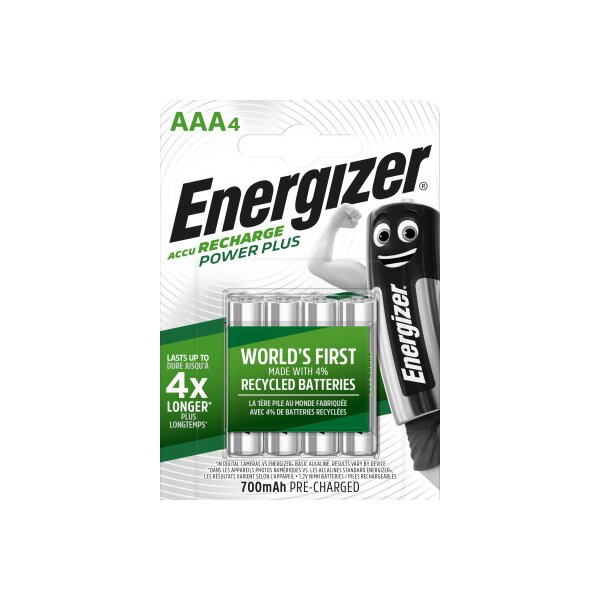 ENERGIZER Pile Chargeur E300626602 AAA/HR03, 700mAh, 4 pi&egrave;ces