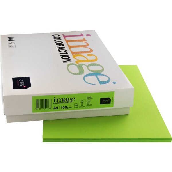 IMAGE COLORACTION Papier &agrave; copier Java A4 266767 vert vif, 160g 250 feuilles
