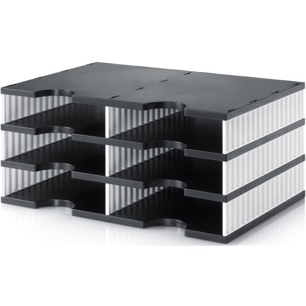 STYRO Ablagesystem Styrodoc 268-0203.09 Duo 6 Fächer schwarz/weiss