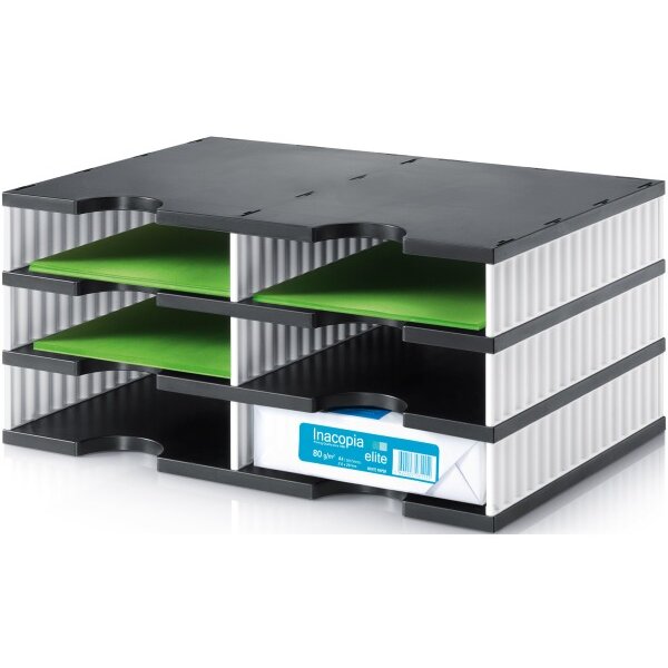 STYRO Ablagesystem Styrodoc 268-0203.09 Duo 6 Fächer schwarz/weiss