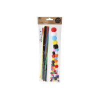 I AM CREATIVE Chenille & Pomponset 4023.06 bunt