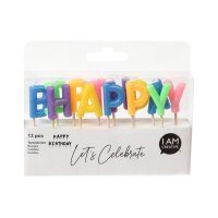 I AM CREATIVE Kerzen,Happy Birthday 6010.909 bunt, glitt.