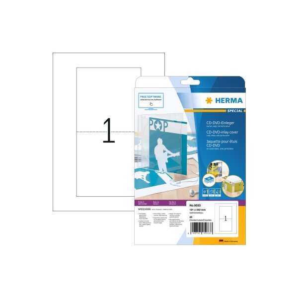 HERMA CD déposant 121a242mm 5033 25 pièces