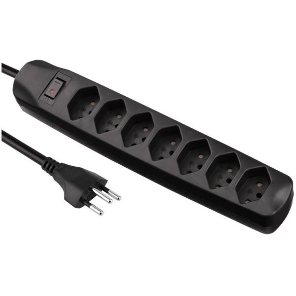 S-ELECTRO Steckdosenleiste 85.110.7SZ 7x T13 mit Schalter, schwarz