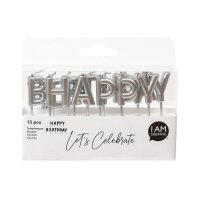 I AM CREATIVE Kerzen, Happy Birthday 6010.907 silber