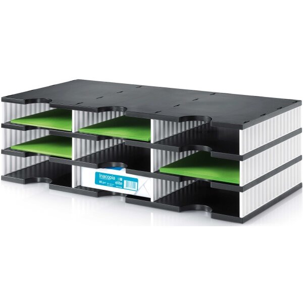 STYRO Ablagesystem styrodoc trio 268-0303.09 schwarz/weiss 9 Fächer