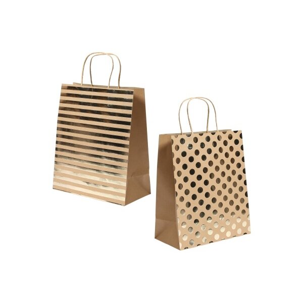 I AM CREATIVE Papiertüten, 4 Stück 4088.05 braun/gold, 25.4x30x12.7cm