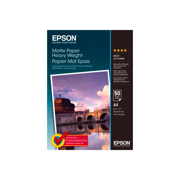EPSON Matt Paper heavy weight A4 S041256 InkJet 167g 50 Blatt