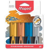 Maped Textmarker GLITTER METAL, 4er Etui