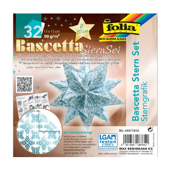 folia Feuilles de papier pliable étoile Bascetta, blanc /